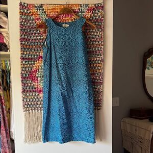 Blue Patterned Sleeveless Dress